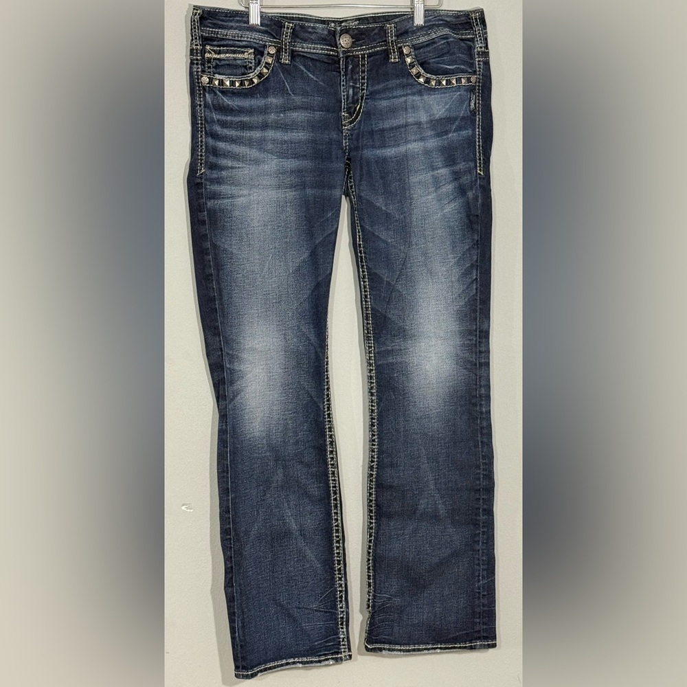 Silver Jeans Aiko Mid Slim Boot Mens 33x33 Studded Denim